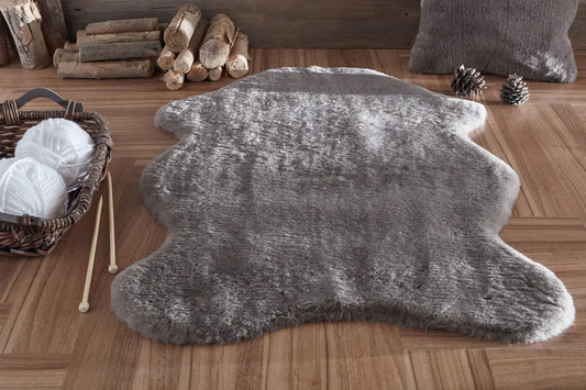 Plush Fur Fleece Area Rug 100x140 cm (39x55 in) - Anthracite Gray