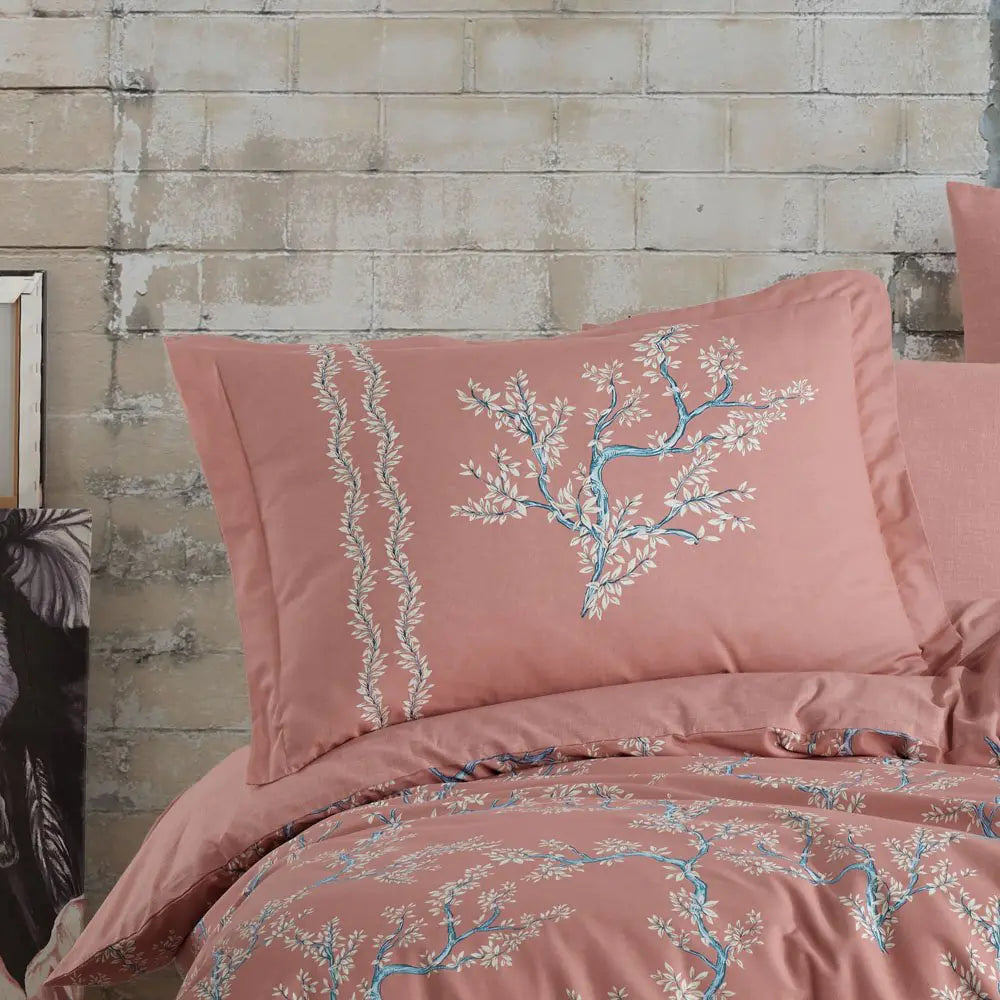 Double Ranforce Duvet Cover Set in Salmon