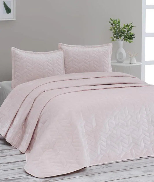 Luxury Double Ruby Powder Jacquard Bedspread Set - Hypoallergenic Soft Bedding