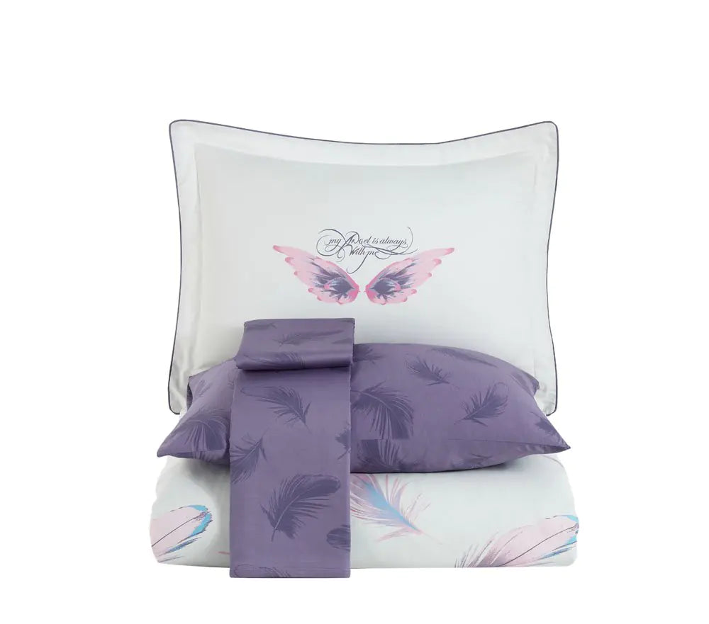 Double Satin Duvet Cover Set - 100% Cotton, Purple Luxury Bedding