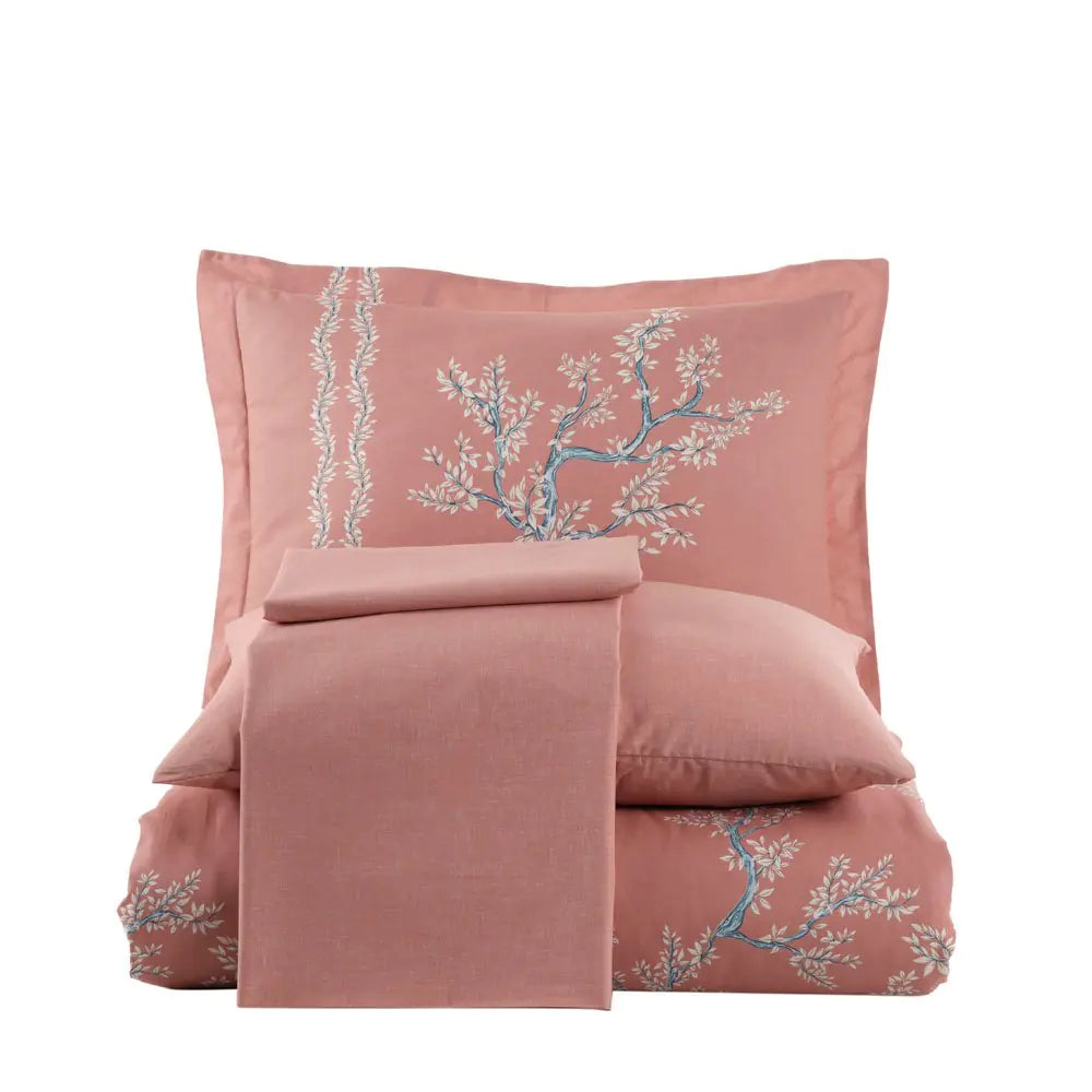 Double Ranforce Duvet Cover Set in Salmon