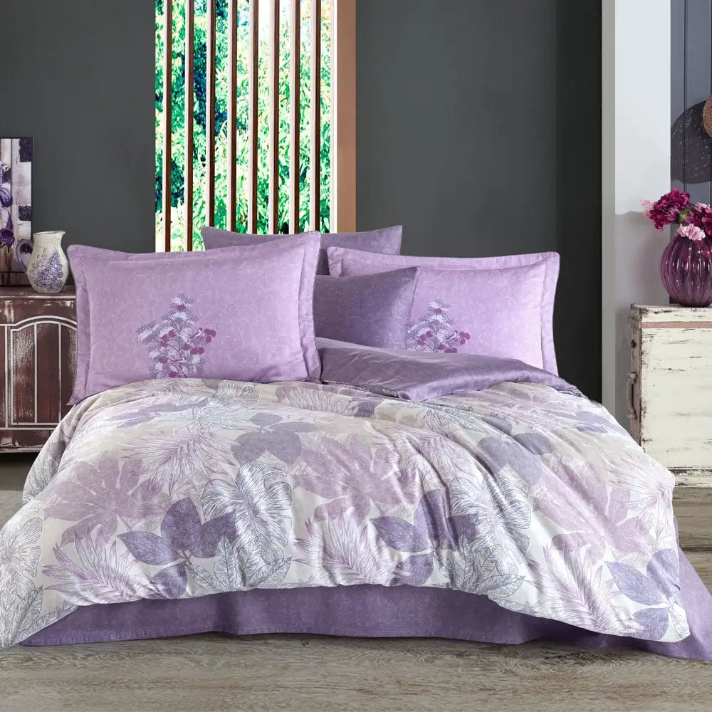 Lilac Double Satin Duvet Cover Set - Soft 100% Cotton Bedding