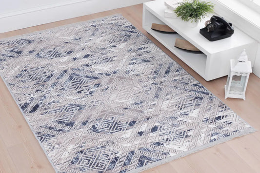 Lois Blue Non-Slip Plush Carpet with Tassels 120x180cm