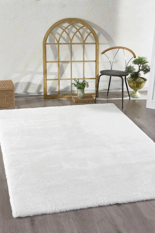 Plush Fur Carpet 160x220 cm - Optical Wave Textured Design