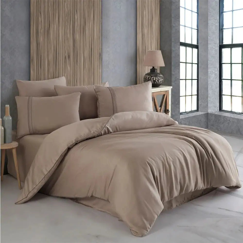 Modal Silk Double Bedding Set - Milk Coffee