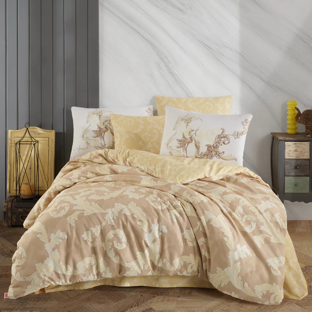 Ranforce Cotton Double Duvet Cover Set in Cream