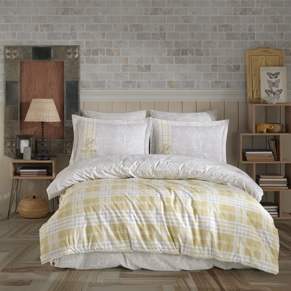 Denim Yellow Poplin Single Duvet Cover Set in 100% Cotton