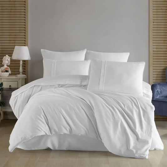 Double 300TC Satin Duvet Cover Set - White