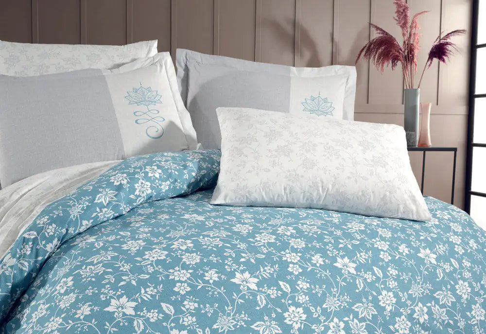 Turquoise Poplin Double Duvet Cover Set - 100% Cotton Bedding