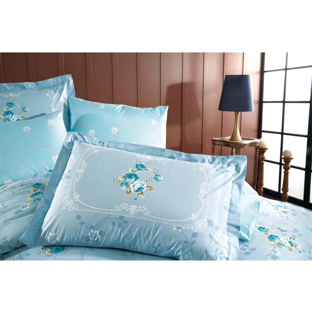 Mint Green 100% Cotton Poplin Double Duvet Cover Set with Pillowcases