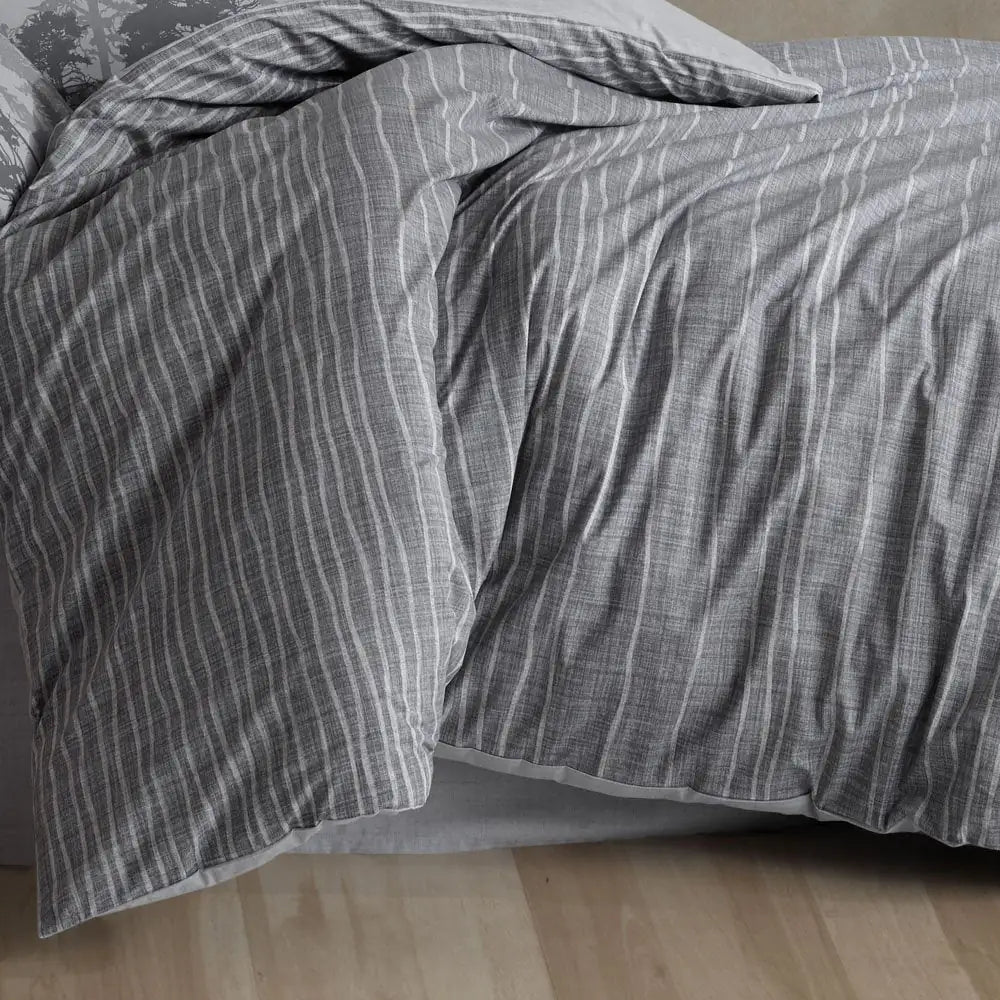 Double Duvet Cover Set with 100% Cotton Poplin - Soft Gray Bedding Essentials