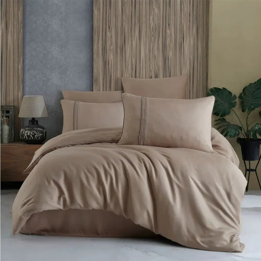 Modal Silk Double Bedding Set - Milk Coffee