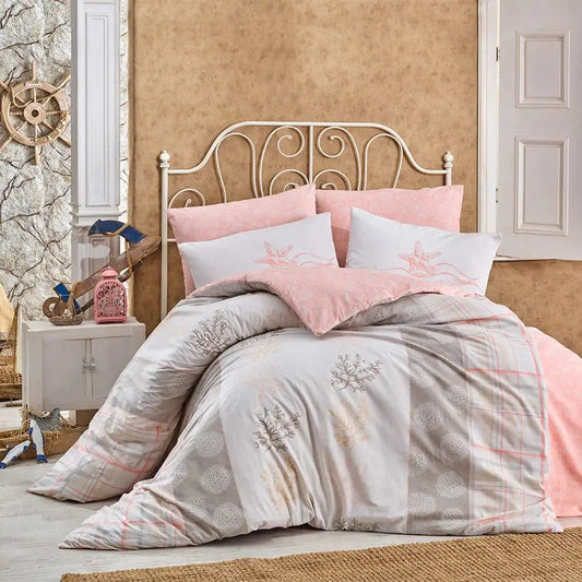 Salmon Double Duvet Cover Set in 100% Cotton Ranforce