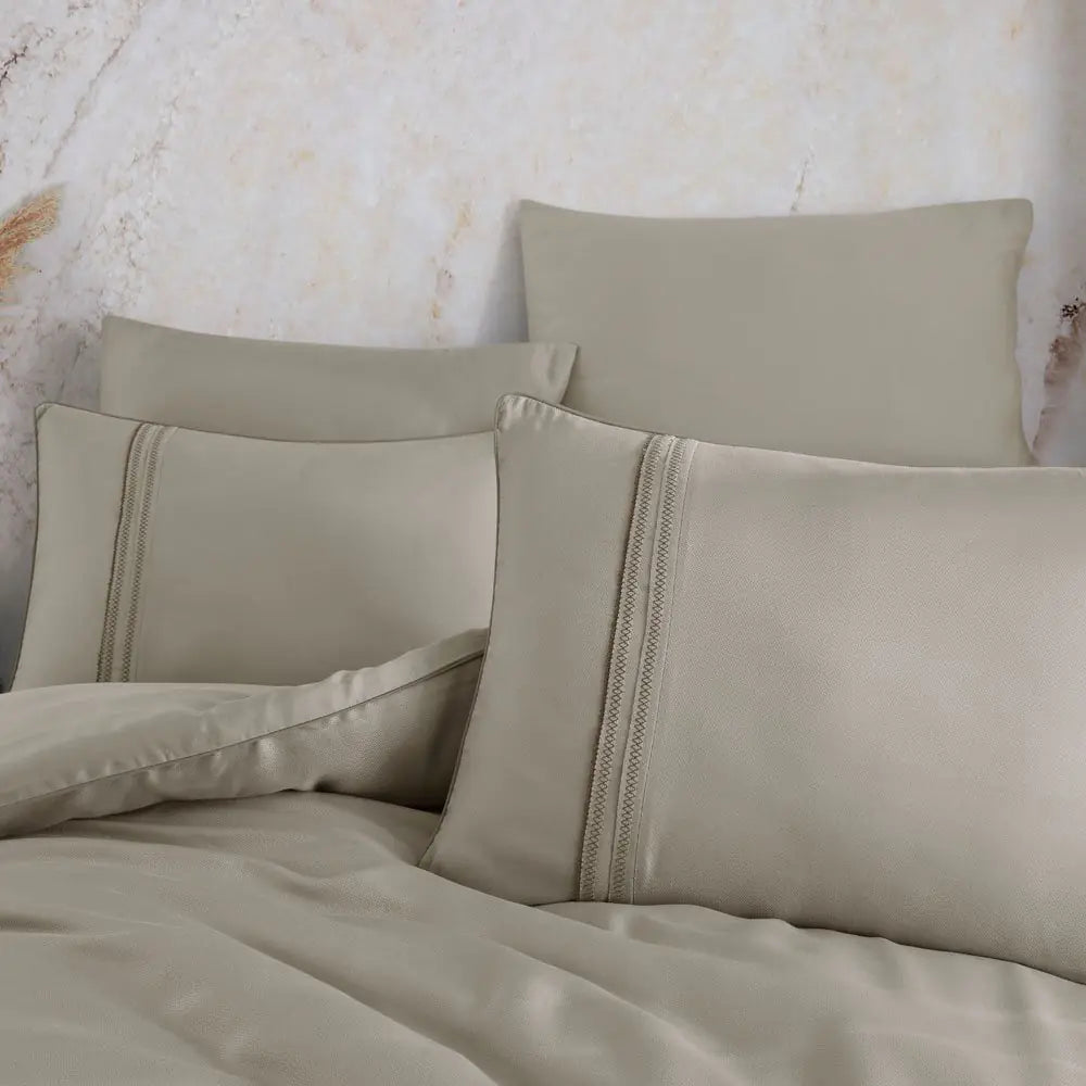 Modal Silk Double Bedding Set - Beige Luxury Bedlinen