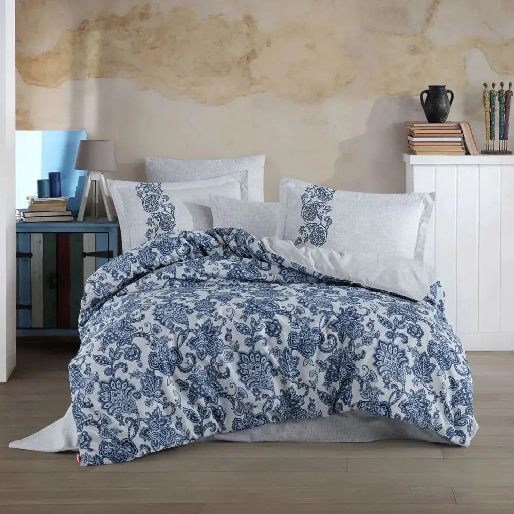 Ranforce Double Duvet Cover Set in Navy Blue