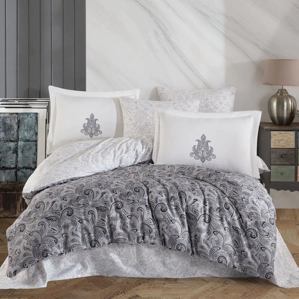 Luxurious Double Satin Duvet Cover Set in Gray