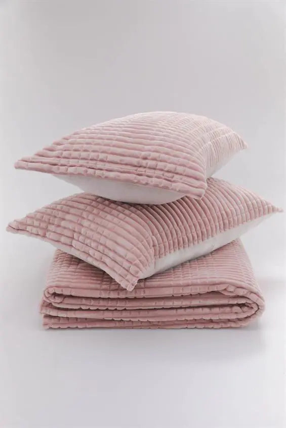 3-Piece Double Bed Blanket Set with Pillowcases - 220x240 cm, Powder