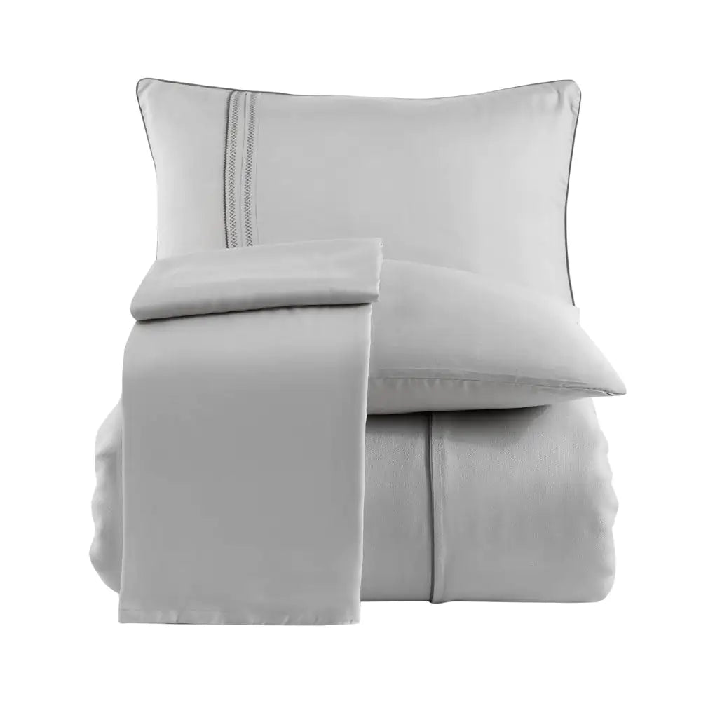 Luxury Modal Silk Bedding Set - Light Gray Double Size