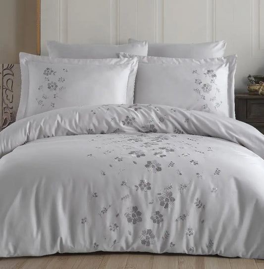 Double Embroidered Cotton Poplin Luvettes – Reversible Bedding Accent