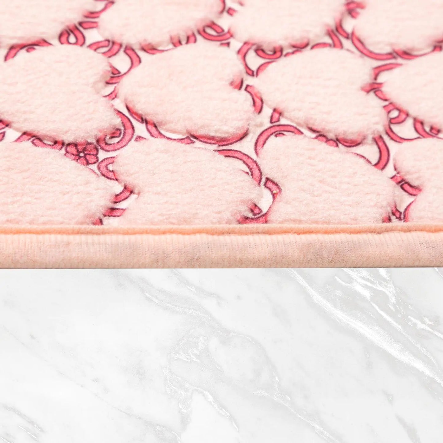 Heart-Embossed Non-Slip Bath Mat Set (2-Pack, Pink)