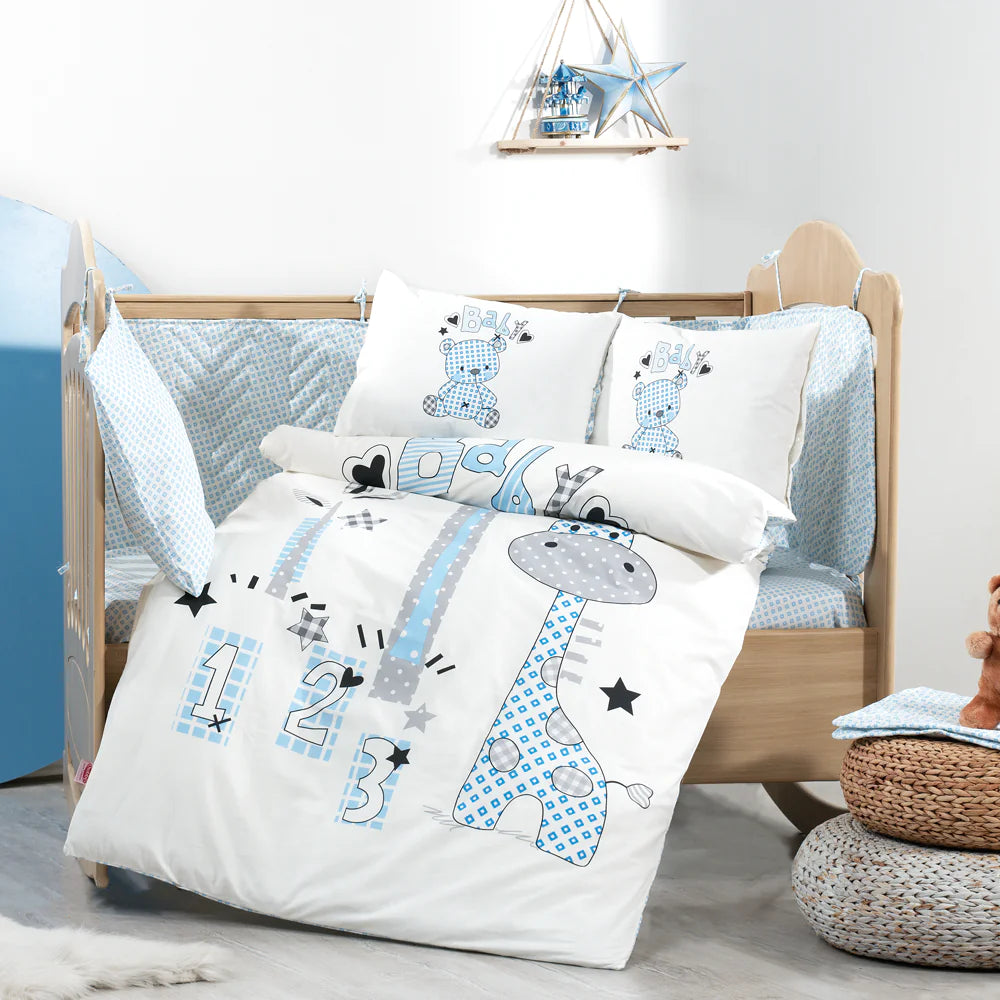 Blue Cotton Baby Duvet Cover Set