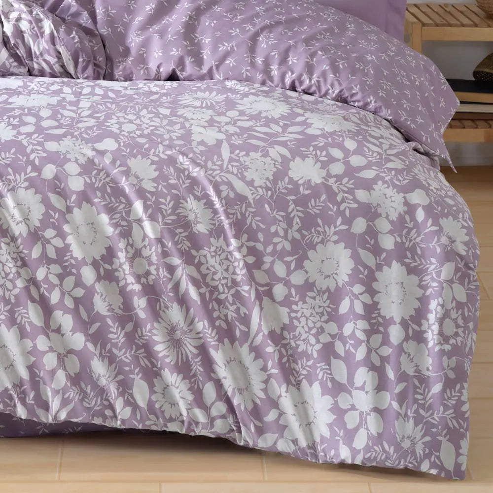 Lilac Poplin Double Duvet Cover Set with Pillowcases