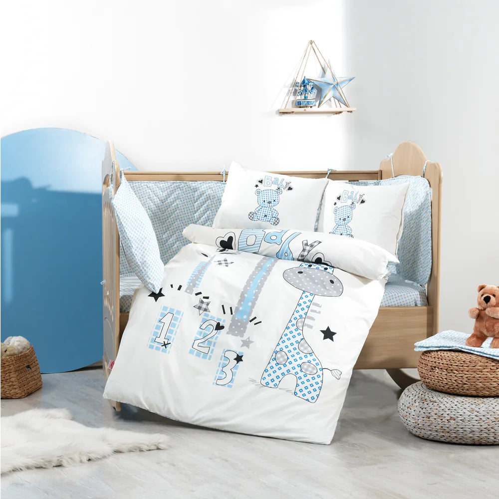 Blue Cotton Baby Duvet Cover Set