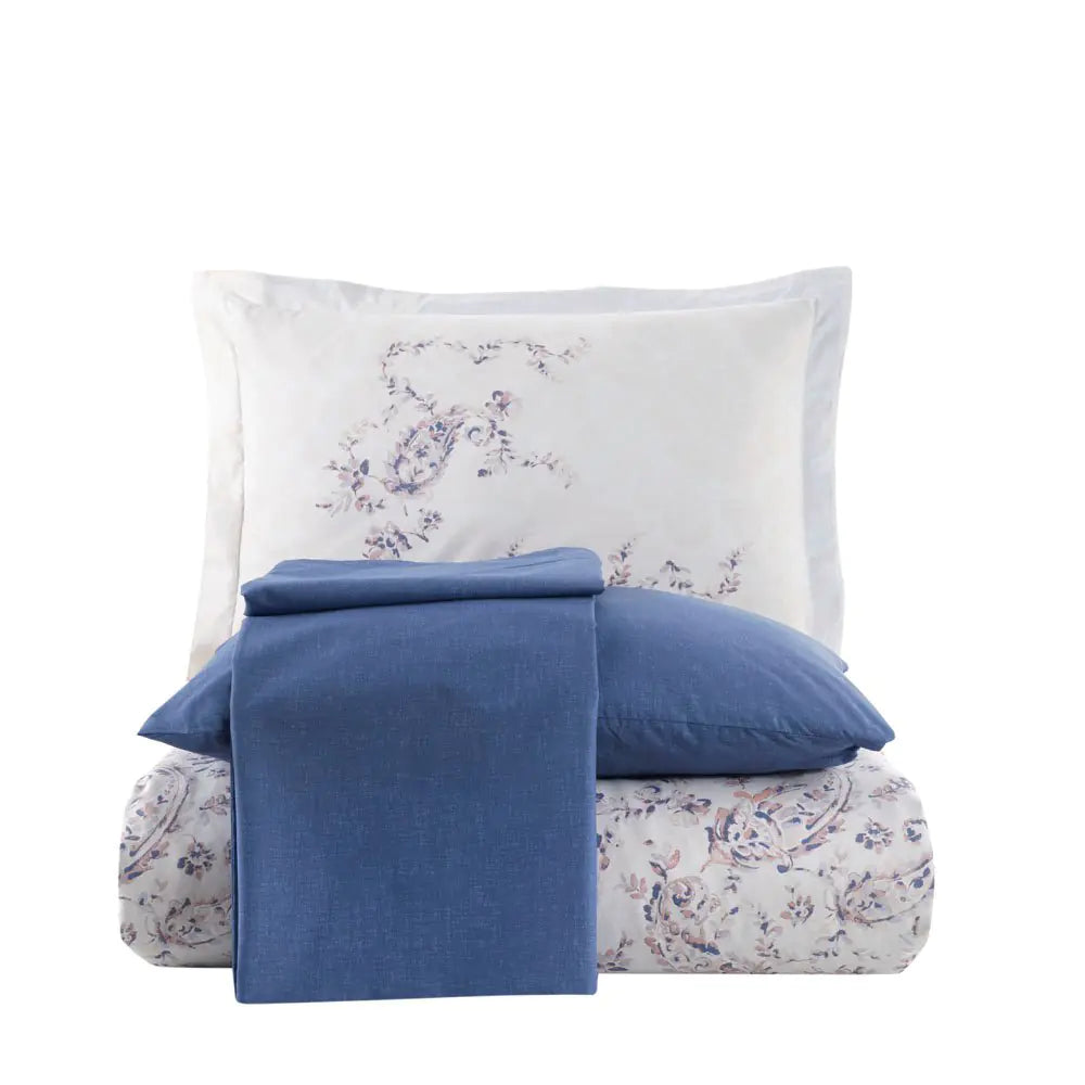 Double Duvet Cover Set in Calvina Blue Ranforce Cotton