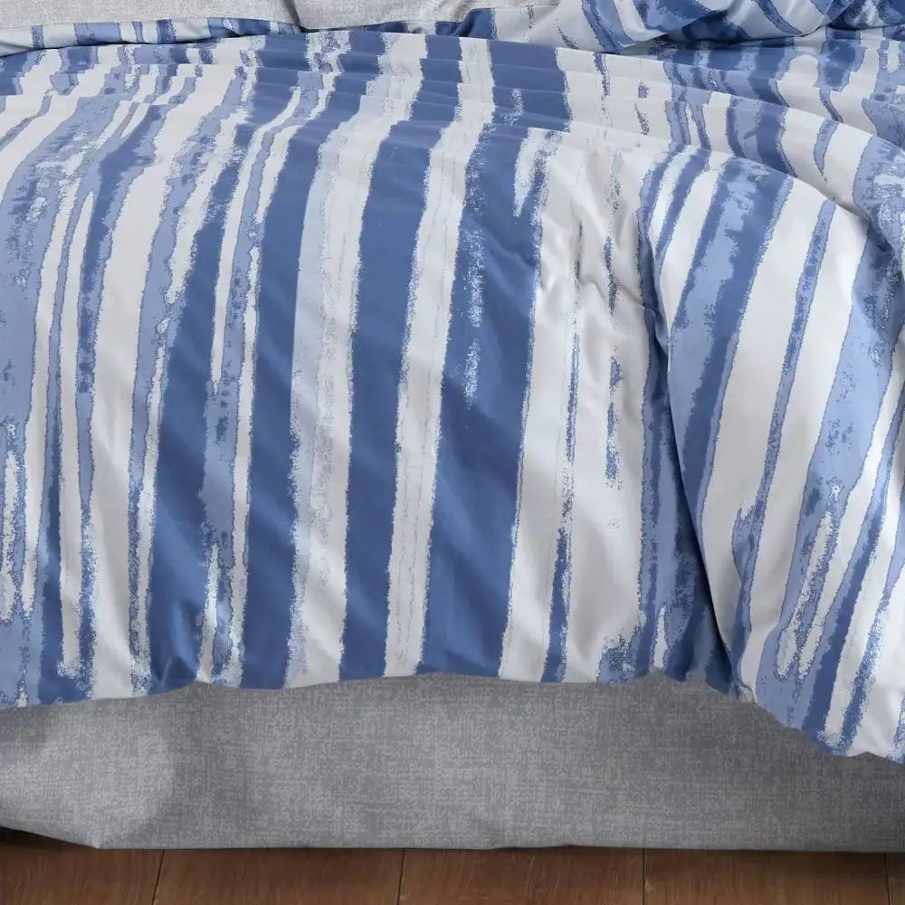 Cascade Blue Poplin Double Bed Duvet Cover Set - 100% Cotton