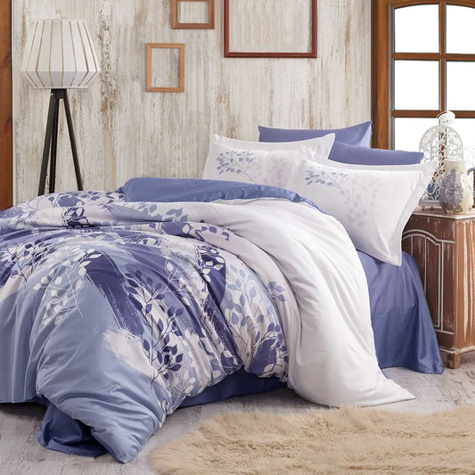 Lilac Satin Double Duvet Cover Set - 4-Piece Luxury Bedding