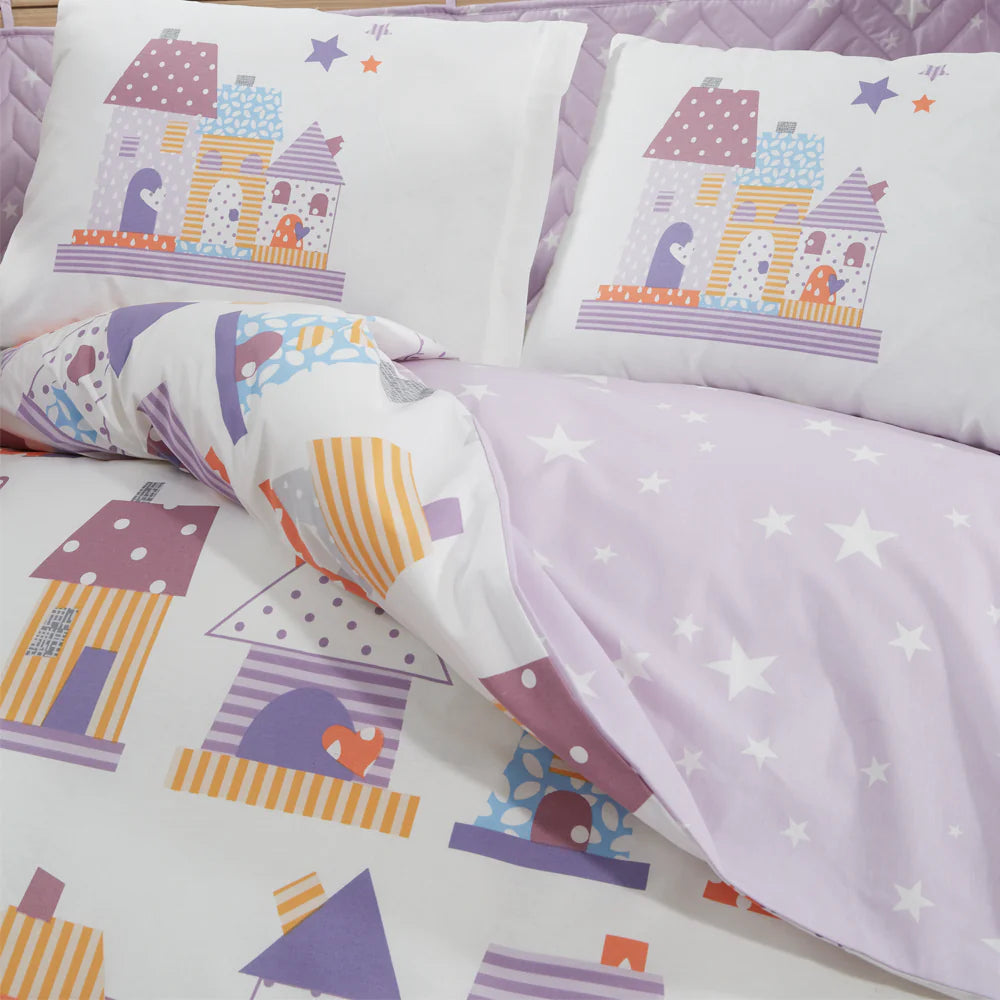 Felix Baby Duvet Cover Set - 100% Cotton Bedding with Pillowcases & Sheet, Purple