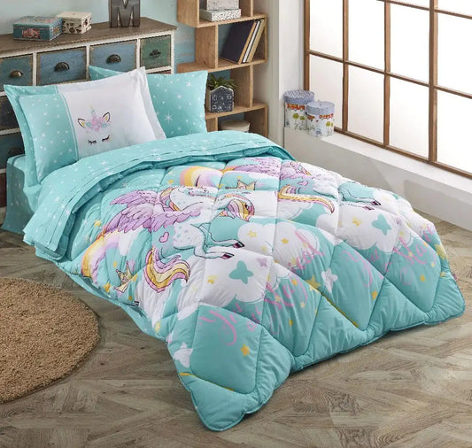 Kids' Cotton Poplin Bedding Set - Magical Aqua Design