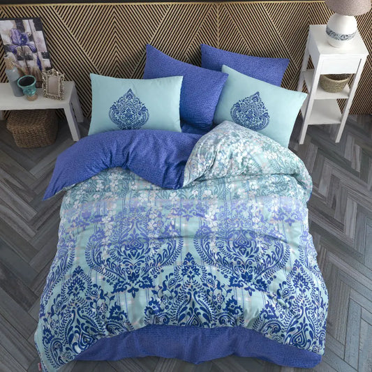 Ranforce Double Duvet Cover Set in Turquoise Cotton