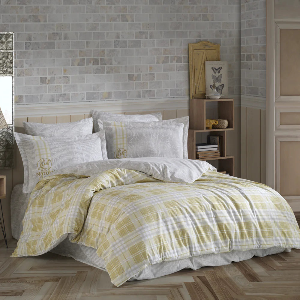 Denim Yellow Poplin Single Duvet Cover Set in 100% Cotton