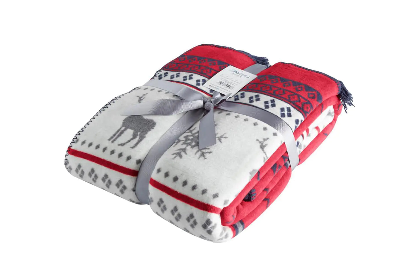 Double-Sided Cotton Blanket 200x220 cm - Reversible Carmelo Red & Navy Blue All-Season Bedding