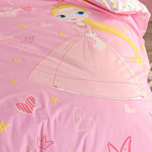 Princess Pink Poplin Duvet Cover Set - Single Bedding, Studio Design