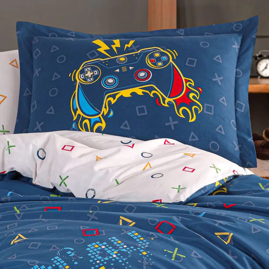 Single Duvet Cover Set - Navy Blue Hobby Gamer Design