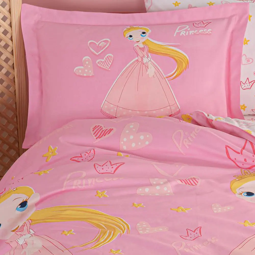 Princess Pink Poplin Duvet Cover Set - Single Bedding, Studio Design