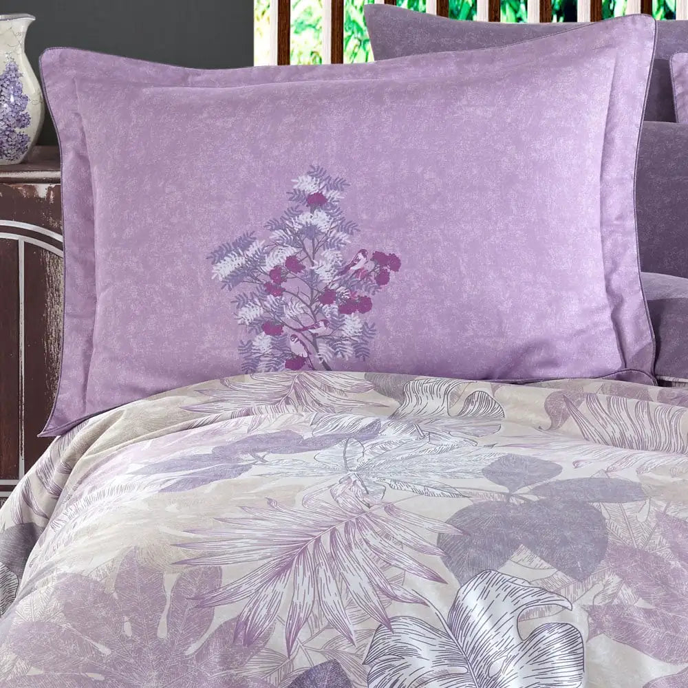 Lilac Double Satin Duvet Cover Set - Soft 100% Cotton Bedding