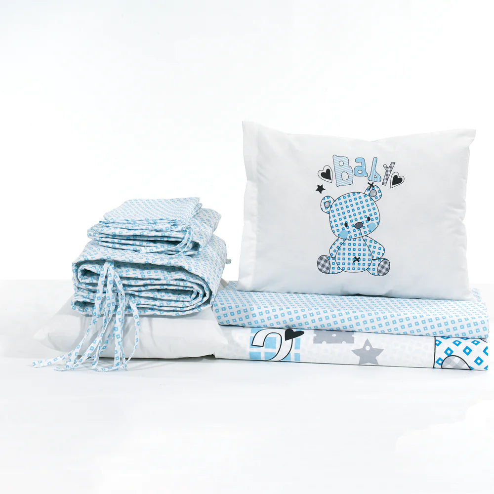 Blue Cotton Baby Duvet Cover Set