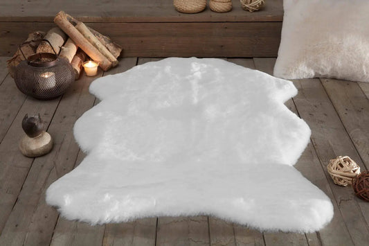 Plush Fur Fleece Carpet 100x140 cm Soft White