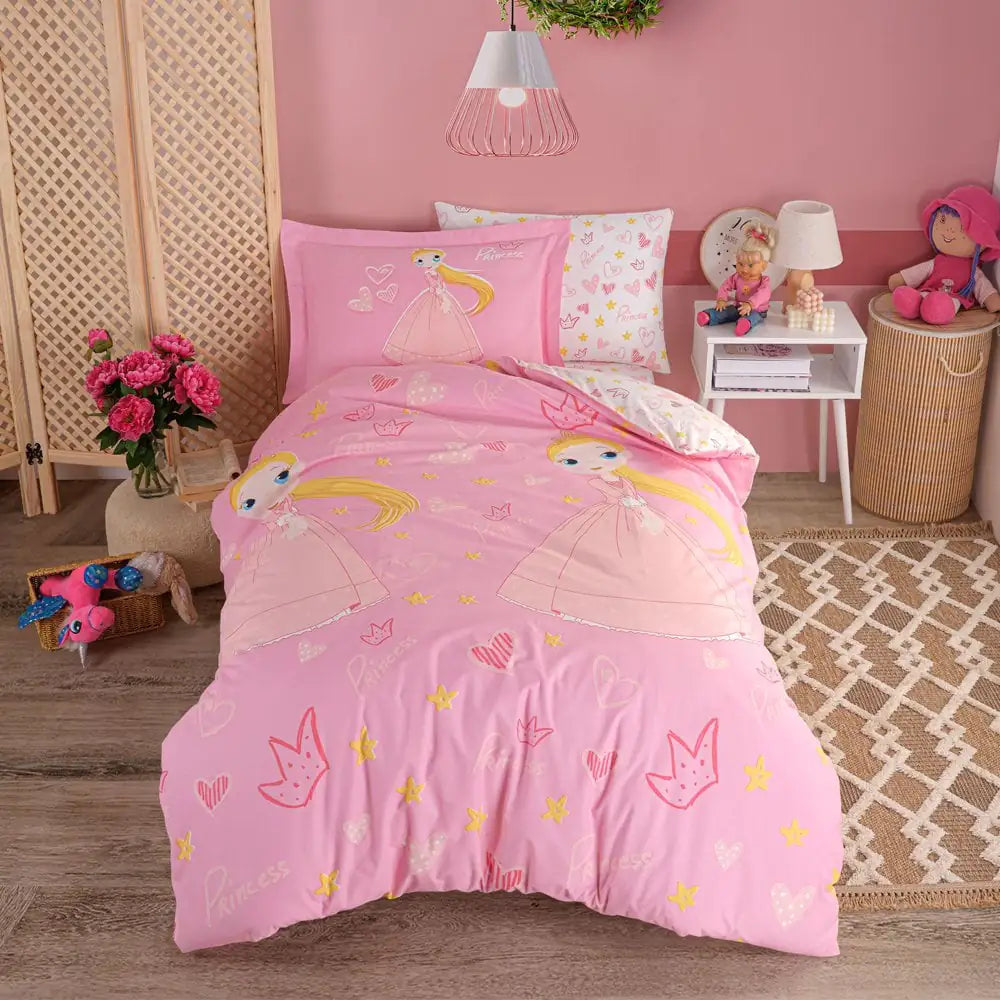 Princess Pink Poplin Duvet Cover Set - Single Bedding, Studio Design