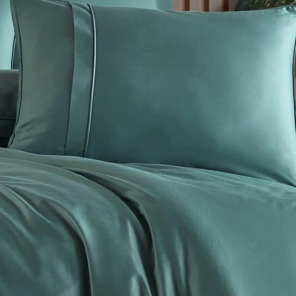 Double 300TC Satin Duvet Cover Set - Soft Green Bedding