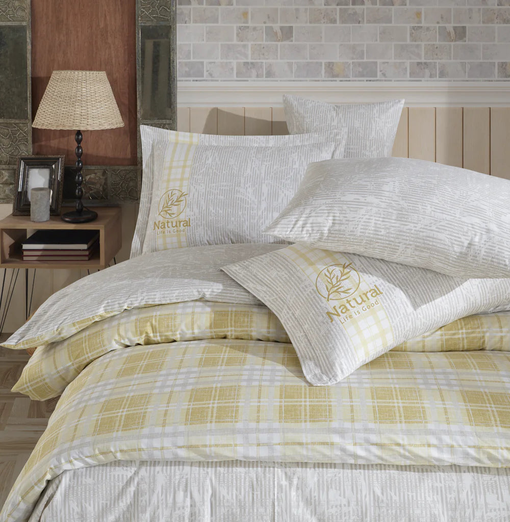 Denim Yellow Poplin Single Duvet Cover Set in 100% Cotton