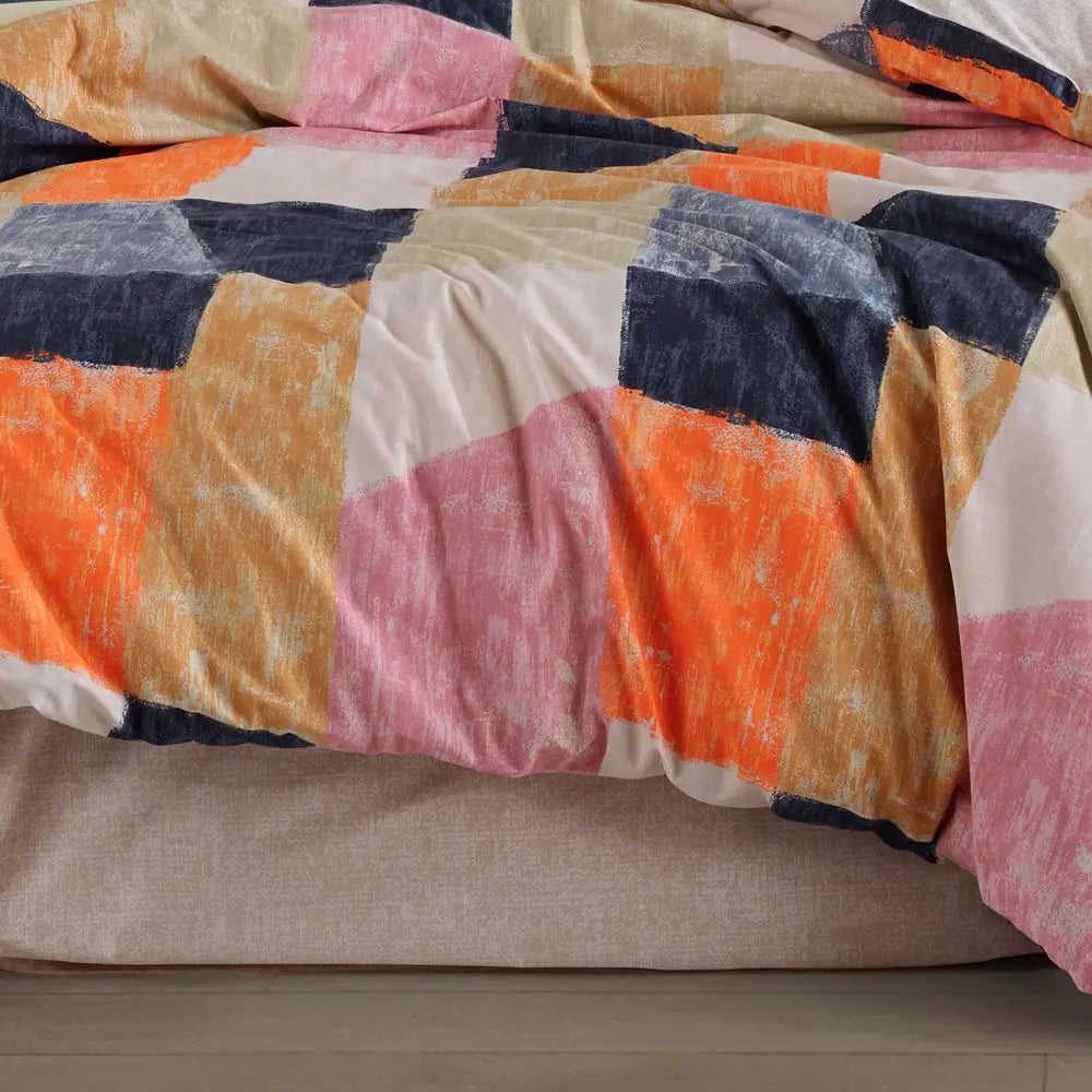 Double Duvet Cover Set in Vibrant Bermuda Orange Poplin Cotton