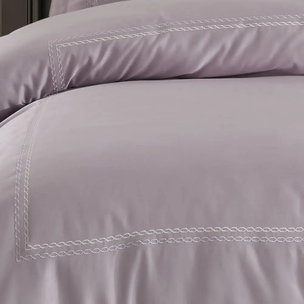 800 Thread Count Satin Double Duvet Cover Set - Ash Purple