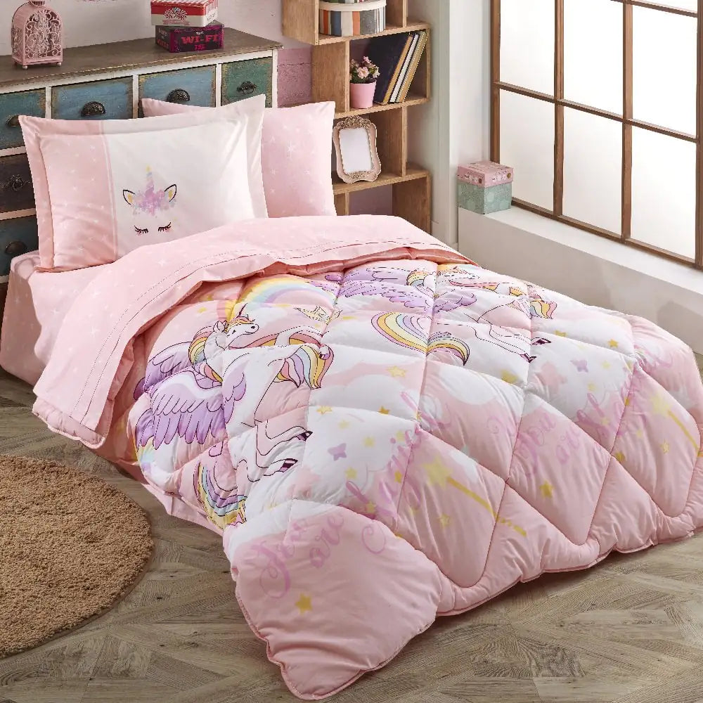 Kids' Cotton Poplin Bedding Set - Pink Single Bed Size